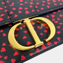 Pre Owned Christian Dior Heart 30 Montaigne Logo Shoulder Bag In Black Leather