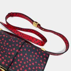 Pre Owned Christian Dior Heart 30 Montaigne Logo Shoulder Bag In Black Leather