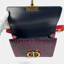 Pre Owned Christian Dior Heart 30 Montaigne Logo Shoulder Bag In Black Leather