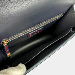 Pre Owned Christian Dior Heart 30 Montaigne Logo Shoulder Bag In Black Leather