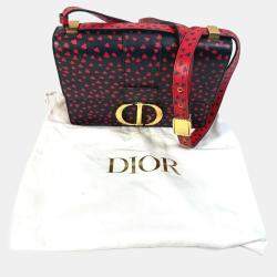 Pre Owned Christian Dior Heart 30 Montaigne Logo Shoulder Bag In Black Leather