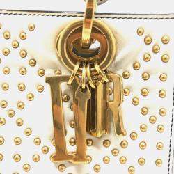 Pre Owned Christian Dior Cannage Tote Bag  Lady Dior  Handbag  Leather  White