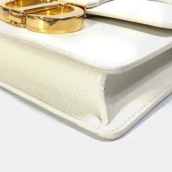 Pre Owned Christian Dior Montaigne 30 Pochette Pouch Shoulder Bag In White Leather