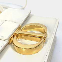 Pre Owned Christian Dior Montaigne 30 Pochette Pouch Shoulder Bag In White Leather