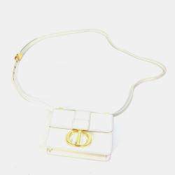 Pre Owned Christian Dior Montaigne 30 Pochette Pouch Shoulder Bag In White Leather