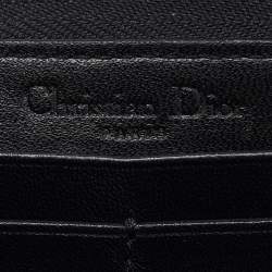 Pre Owned Dior Black Cannage Leather Lady Dior Zip Around Wallet