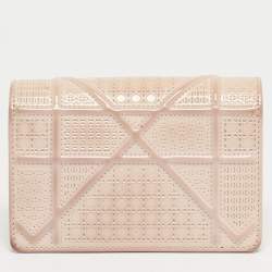 Pre Owned Dior Beige Microcannage Patent Leather Baby Diorama Bag