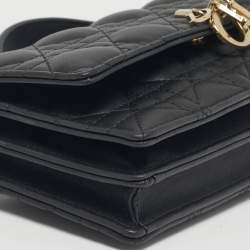 Pre Owned Dior Black Cannage Leather Mini My Dior Top Handle Bag