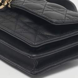 Pre Owned Dior Black Cannage Leather Mini My Dior Top Handle Bag