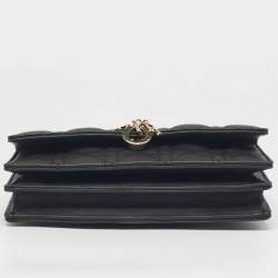 Pre Owned Dior Black Cannage Leather Mini My Dior Top Handle Bag