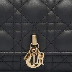 Pre Owned Dior Black Cannage Leather Mini My Dior Top Handle Bag