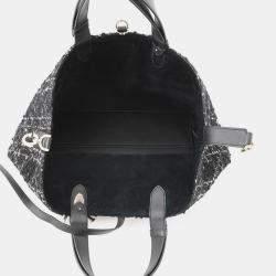 Pre Owned Dior To Jules Bag Black/White Tweed Calf Leather Size Medium