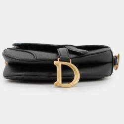 Pre Owned Dior Saddle Bag Black Leather Size Mini