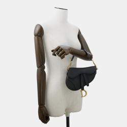 Pre Owned Dior Saddle Bag Black Leather Size Mini