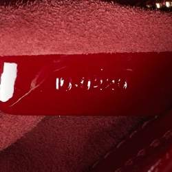 Pre Owned Dior Red Cannage Patent Leather Mini Lady Dior Tote