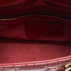 Pre Owned Dior Red Cannage Patent Leather Mini Lady Dior Tote