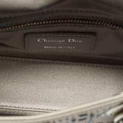 Pre Owned Dior Grey Cannage Satin Mini Crystal Lady Dior Tote