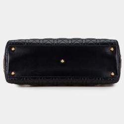 Pre Owned Dior Black Large Lambskin Cannage Lady Dior