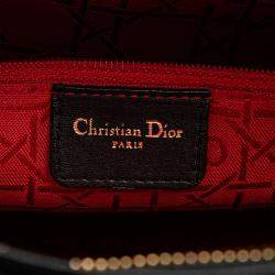 Pre Owned Dior Black Large Lambskin Cannage Lady Dior