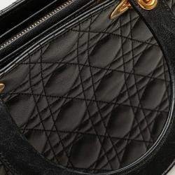 Pre Owned Dior Black Large Lambskin Cannage Lady Dior
