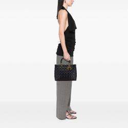 Pre Owned Dior Black Large Lambskin Cannage Lady Dior