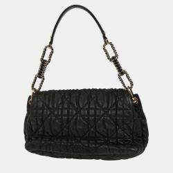 Pre Owned Christian Dior Black Lambskin Cannage Handbag 15-BO-0160