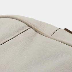 Pre Owned Christian Dior White Leather Saddle Handbag 01RU1003