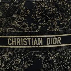 Pre Owned Dior Black/Gold Embroidered Canvas Large Jardin d'Hiver Book Tote