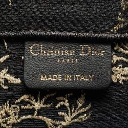 Pre Owned Dior Black/Gold Embroidered Canvas Large Jardin d'Hiver Book Tote