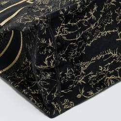 Pre Owned Dior Black/Gold Embroidered Canvas Large Jardin d'Hiver Book Tote