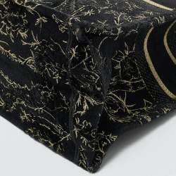 Pre Owned Dior Black/Gold Embroidered Canvas Large Jardin d'Hiver Book Tote