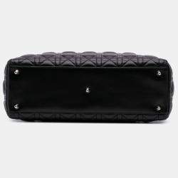 Pre Owned Dior Black Large Lambskin Cannage Lady Dior