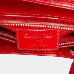 Pre Owned Dior Red Medium Patent Cannage Lady Dior