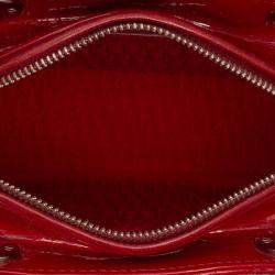 Pre Owned Dior Red Medium Patent Cannage Lady Dior