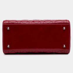 Pre Owned Dior Red Medium Patent Cannage Lady Dior