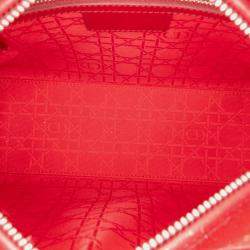 Pre Owned Dior Red Medium Patent Cannage Lady Dior
