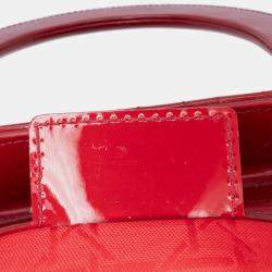 Pre Owned Dior Red Medium Patent Cannage Lady Dior