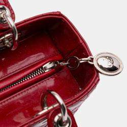 Pre Owned Dior Red Medium Patent Cannage Lady Dior