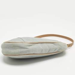 Pre Owned Dior Washed Blue Denim Mini Saddle Bag