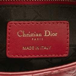 Pre Owned Dior Red Cannage Leather Mini Lady Dior Tote