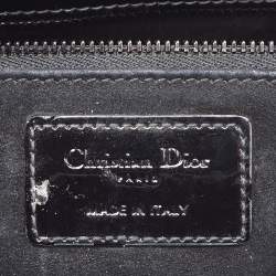Pre Owned Dior Black Cannage Patent Leather Medium Lady Dior Tote