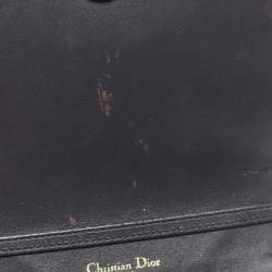 Pre Owned Dior Silver Microcannage Patent Leather Diorama Wallet on Chain