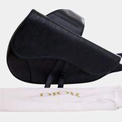 Pre Owned Dior Black Oblique Perforated Calfskin Galaxy Saddle Bag