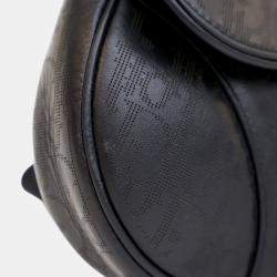 Pre Owned Dior Black Oblique Perforated Calfskin Galaxy Saddle Bag