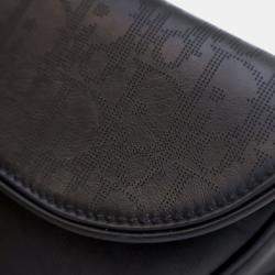 Pre Owned Dior Black Oblique Perforated Calfskin Galaxy Saddle Bag