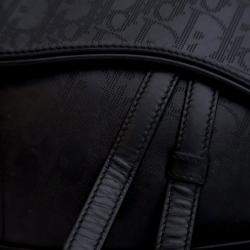 Pre Owned Dior Black Oblique Perforated Calfskin Galaxy Saddle Bag