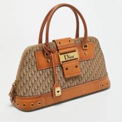 Pre Owned Dior Tan/Beige Oblique Canvas and Leather Street Chic Dome Bag
