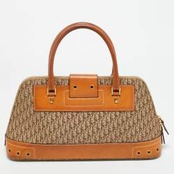 Pre Owned Dior Tan/Beige Oblique Canvas and Leather Street Chic Dome Bag