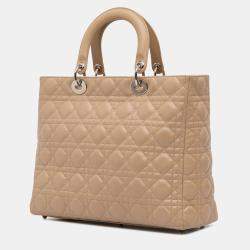 Pre Owned Dior Brown Large Lambskin Cannage Lady Dior