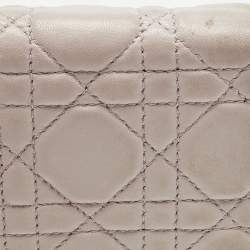 Pre Owned Dior Light Pink Cannage Leather Lady Dior Rendezvous Wallet on Chain